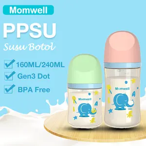 Momwell BPS06 Botol bayi PPSU BPA Free Anti Bocor Botol Minum Bayi 160ML/240ML Dot Bayi Botol