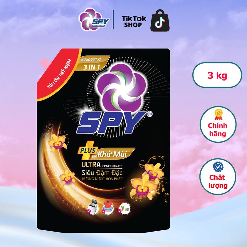  Túi Nước Giặt Xả SPY Ultra Clean Plus 3kg 3 Trong 1 Sạch Sâu Thơm Lâu Diệt Khuẩn Quần Áo 