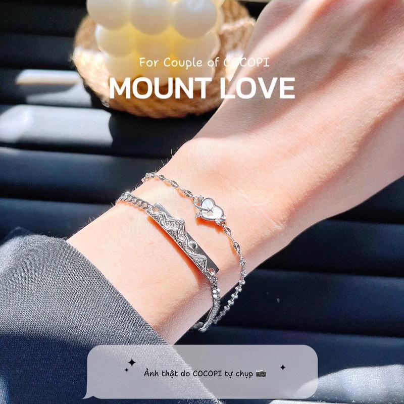   BẠC KHÔNG RỈ  Vòng tay đôi nam nữ MOUNT LOVE ý nghĩa cho các Couple COCOPI LT031 
