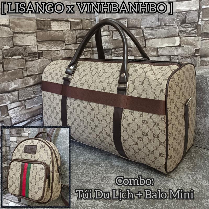 Combo Túi xách du lịch kèm balo mini cao cấp TDL507.03-952.03, túi trống sức chứa rộng rãi, da họa tiết sang trọng thời trang tiện lợi. Bag Nhung