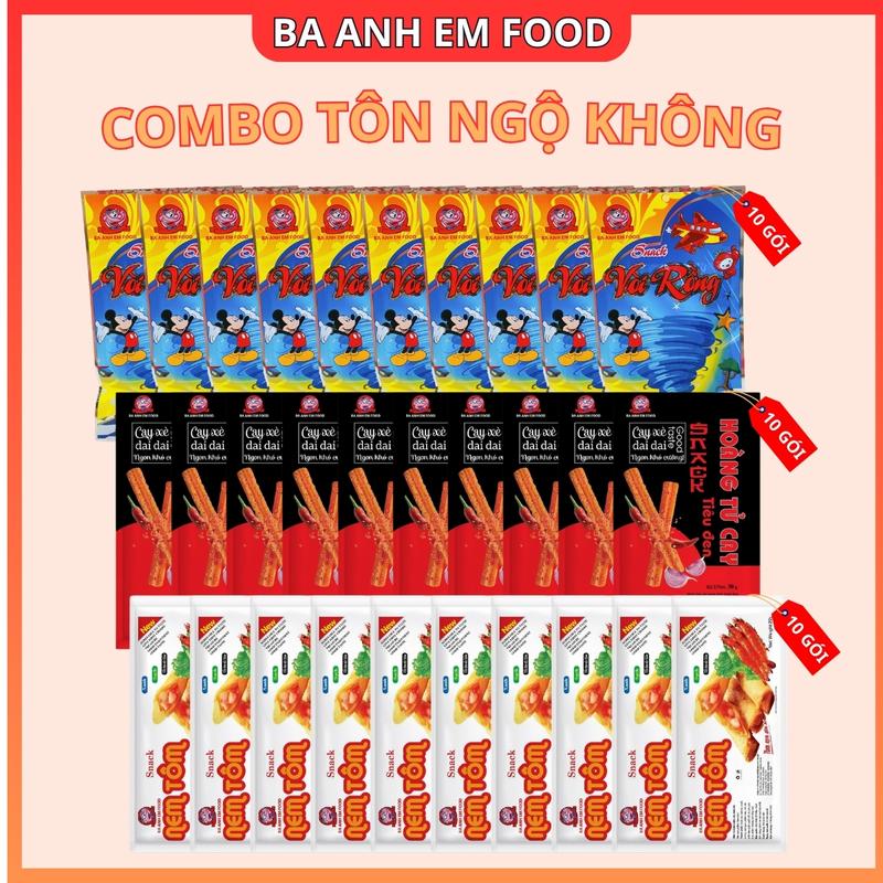 Combo Tôn Ngộ Không Ba Anh Em Food: 10 Vòi Rồng 10 Hoàng Tử Cay 10 Nem Tôm Đồ Ăn Tuổi Thơ Đồ Ăn Vặt Việt Nam Snack Bim Cay Cay