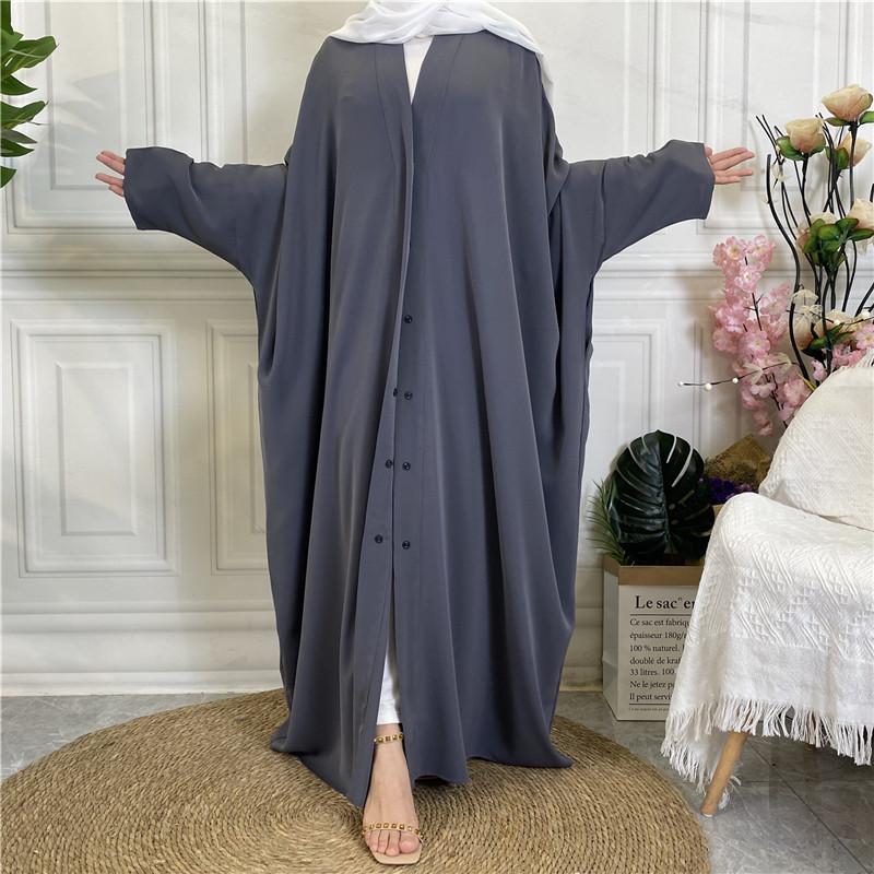 Product Introduction of 2022 New Middle Eastern Dubai Hot Style Solid Color Tie Button Cardigan Robe 1923 5