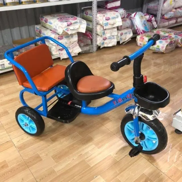 Xe đạp xích lô cỡ đại 2 ghế cho bé 2-6 tuổi - xe đạp 3 bánh trẻ em 8
