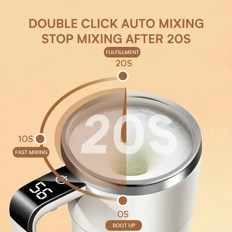 380ML Self Stirring Coffee Cup, USB Rechargeable Smart Magnetic Stirring Coffee Cup, Automatic Mixing Cup for Coffee, Hot Chocolate, Milk, Cream, Drinkware 4