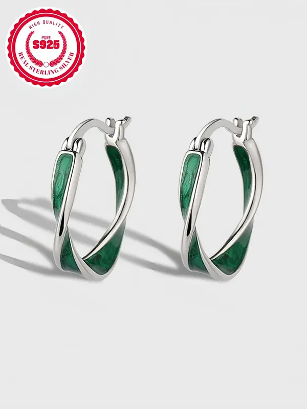925 Sterling Silver Hoop Earrings, Fashionable Earrings for Women & Men, Trendy All-match & Exquisite Jewelry for Birthday Gift 0