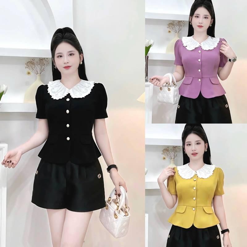 ÁO Peplum A49 Phối cổ Ren tay cộc siêu xinh Nữ