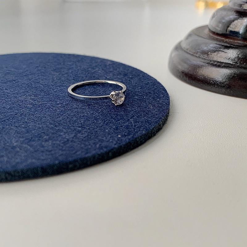 Nhẫn Thép Titan Hàn Quốc, Nhẫn Mạ Vàng 18k, Đính Đá Zircon Đơn 6