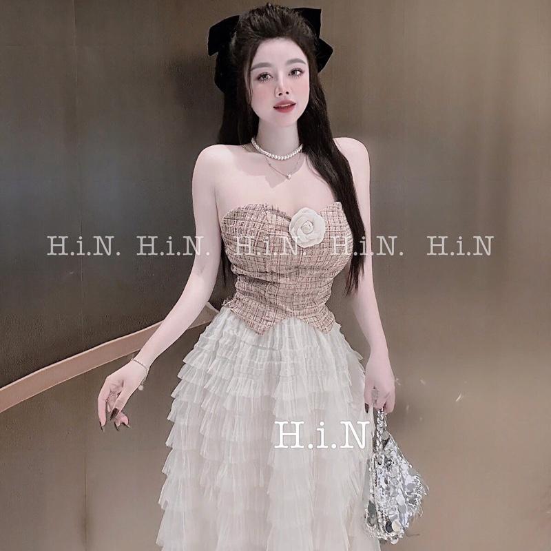 Set cv lưới dài áo quây dạ đính hoa  sm 5