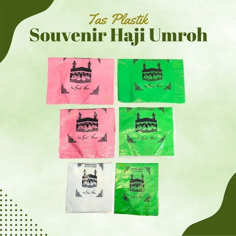 Tas Kresek Oleh Oleh / Souvenir Haji dan Umroh Besar Jumbo Tanggung Kecil Custom 1 pack isi 10pcs Gambar Ka’bah 0