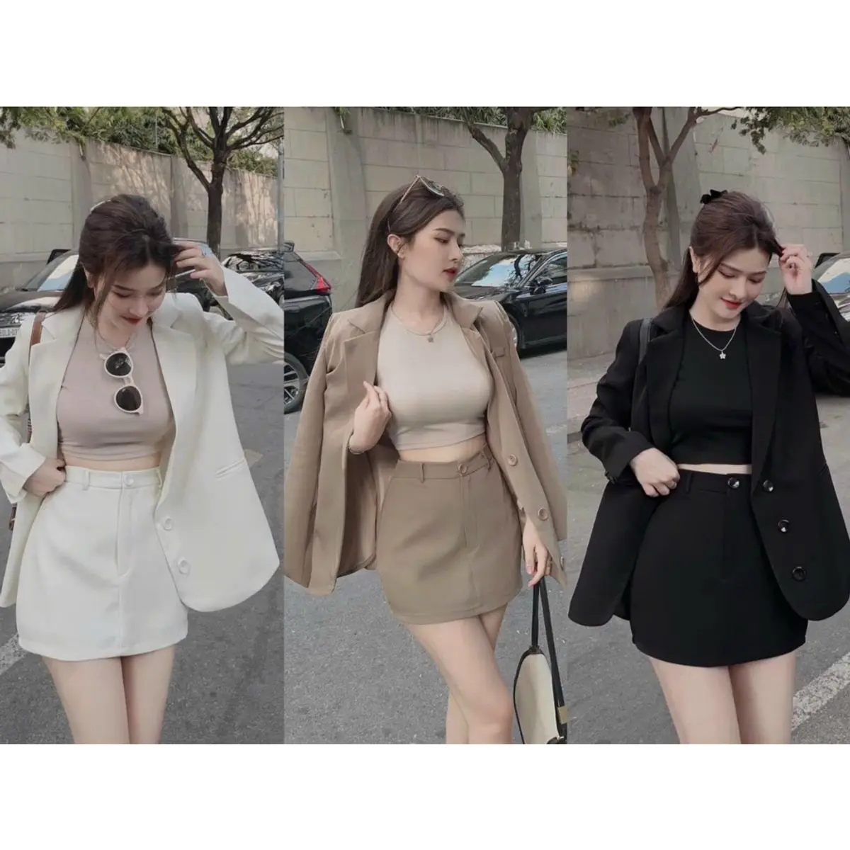SET THỜI TRANG NỮ,SET VEST 3 MÓN CÔNG SỞ MIX CHÂN VÁY CHỮ A THANH LỊCH
