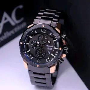 JAM TANGAN COWOK ALEXANDRE CHRISTIE AC6410 / AC 6410 ORIGINAL GARANSI RESMI 1 TAHUN - rosegold hitam