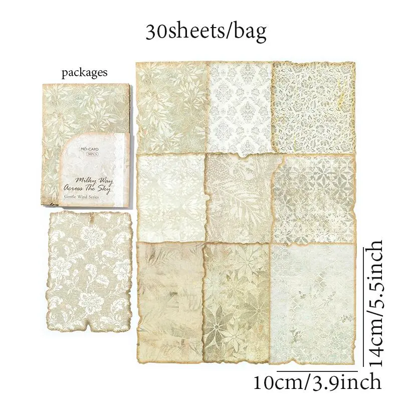 Vintage Floral Embossed Material Paper, 30 Sheets/pack Scrapbooking & Journal Making Paper, Decorative Paper for DIY Craft 1