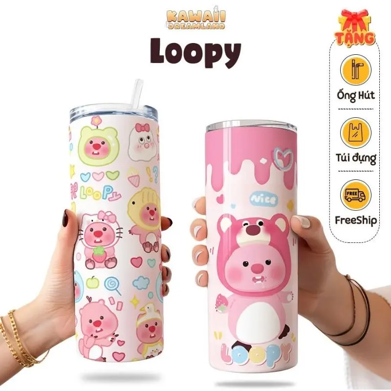 Bình giữ nhiệt cute hình Loopy - 600ml - Inox 304 - Tặng Túi Xách - Kawaii Dreamland 0
