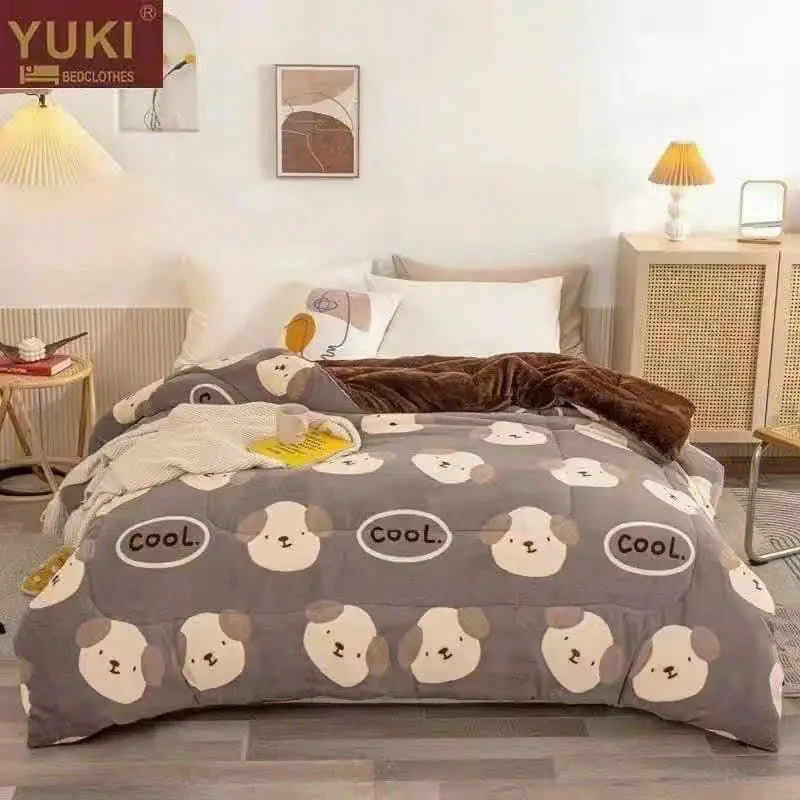 Chăn nỉ lông thỏ yuky đại hàn, hoạ tiết xinh xắn hot hit, làm ấm giữ nhiệt siêu nhanh cho đại gia đình