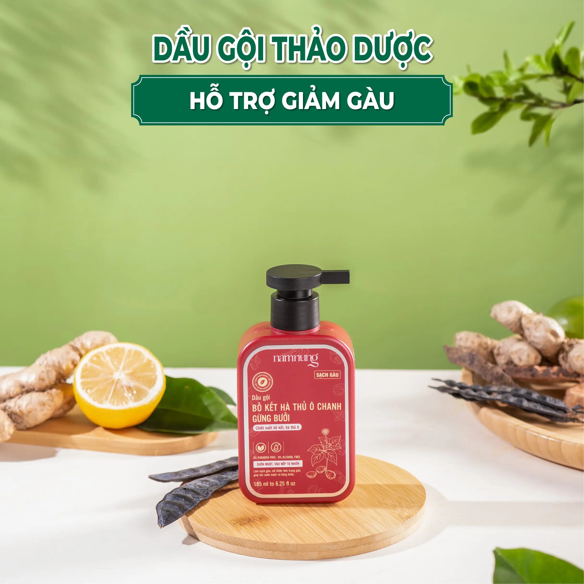 Dầu gội thảo dượċ Nam Nung dung tích 185ml hỗ trợ giảm gàu mảng Dưỡng Tóc Chăm Sóc Tóc