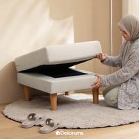 Gambar Dekoruma EITO Square Stool Kain - Kursi Sofa Kotak Minimalis - Abu-Abu dari Dekoruma Official Store Kab. Bekasi 4 Tokopedia