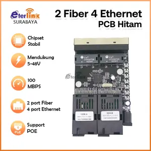 Support POE 2F4E PCB 10/100M Ethernet Switch PCBA Board BK 5V-12V power input