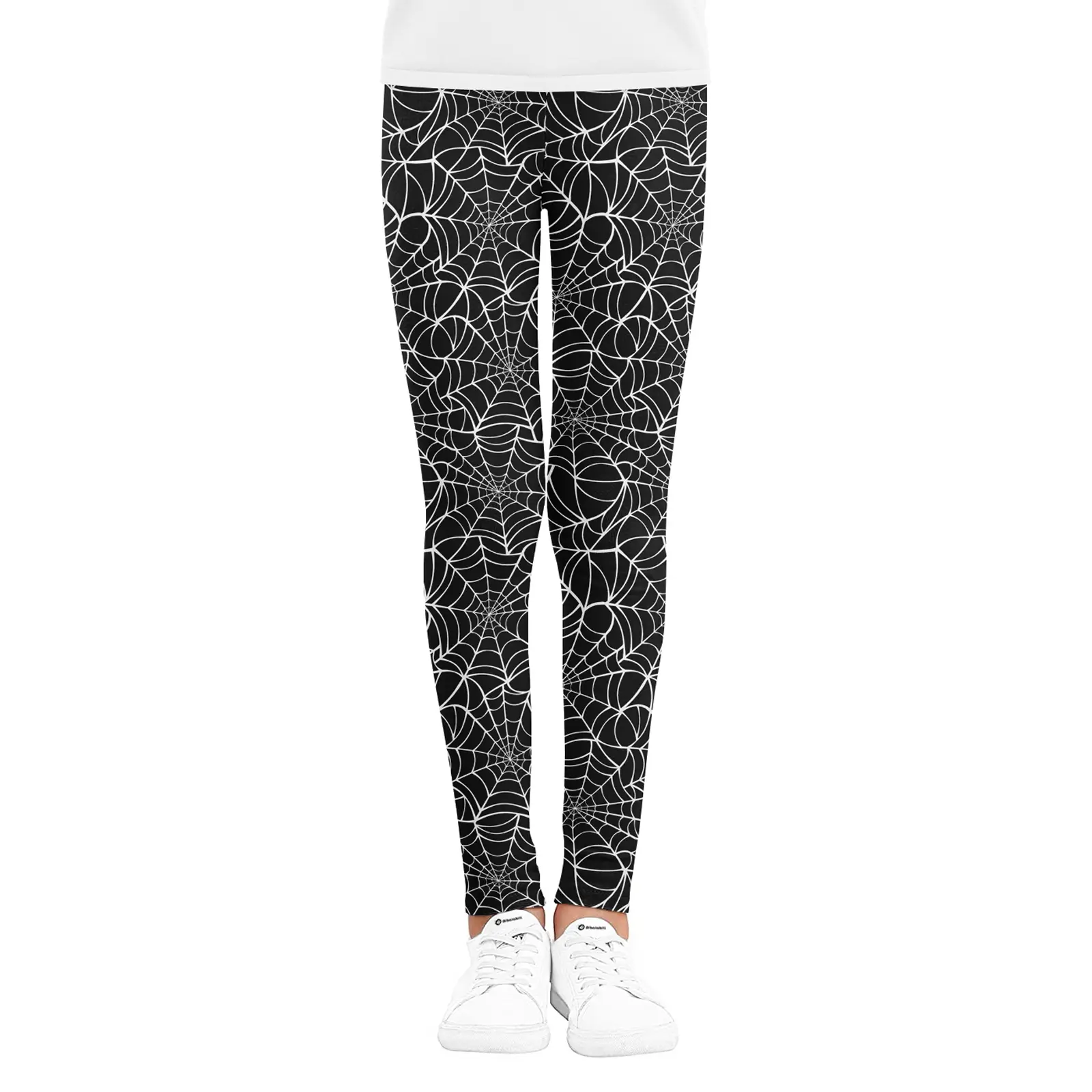 Girls Halloween Leggings, Casual Color Block Spider Web Print Sports Trousers (Black)
