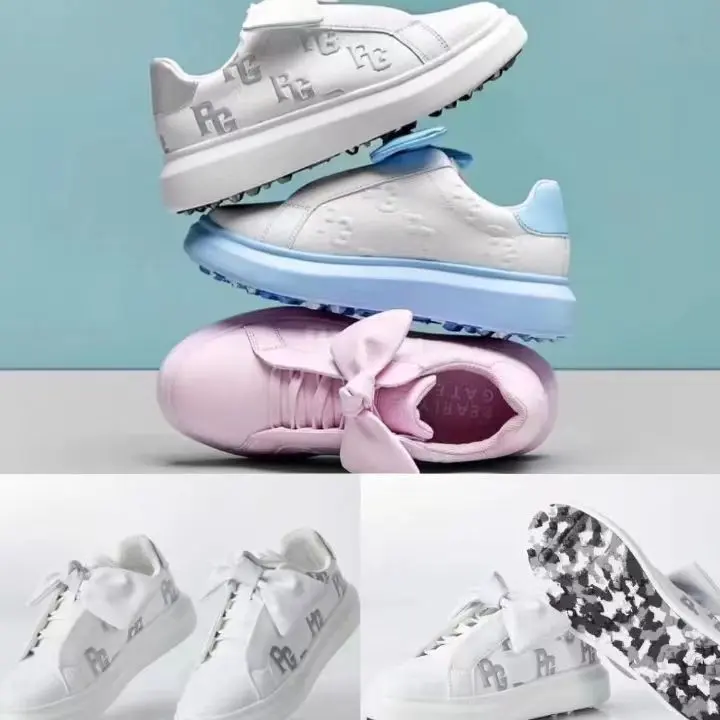 New Detachable Bowknot Golf Shoes for Women Outdoor Sports Height Increasing Casual Sneakers Practice Shoes XZ25023
