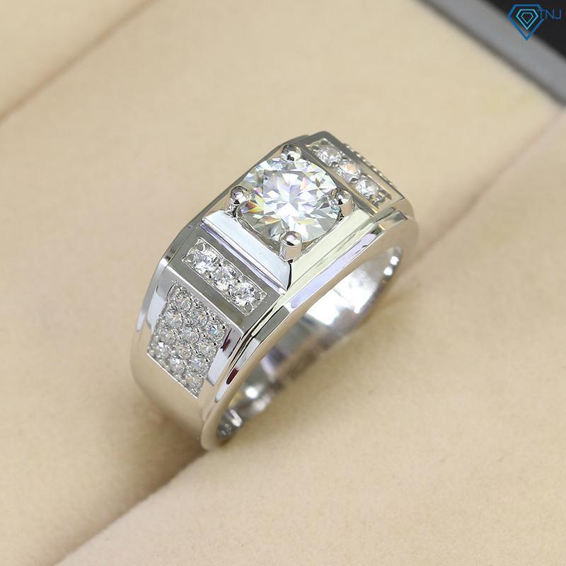 Nhẫn bạc 925 nam si bạch kim đính đá NNAXK0301  - Trang Sức TNJ