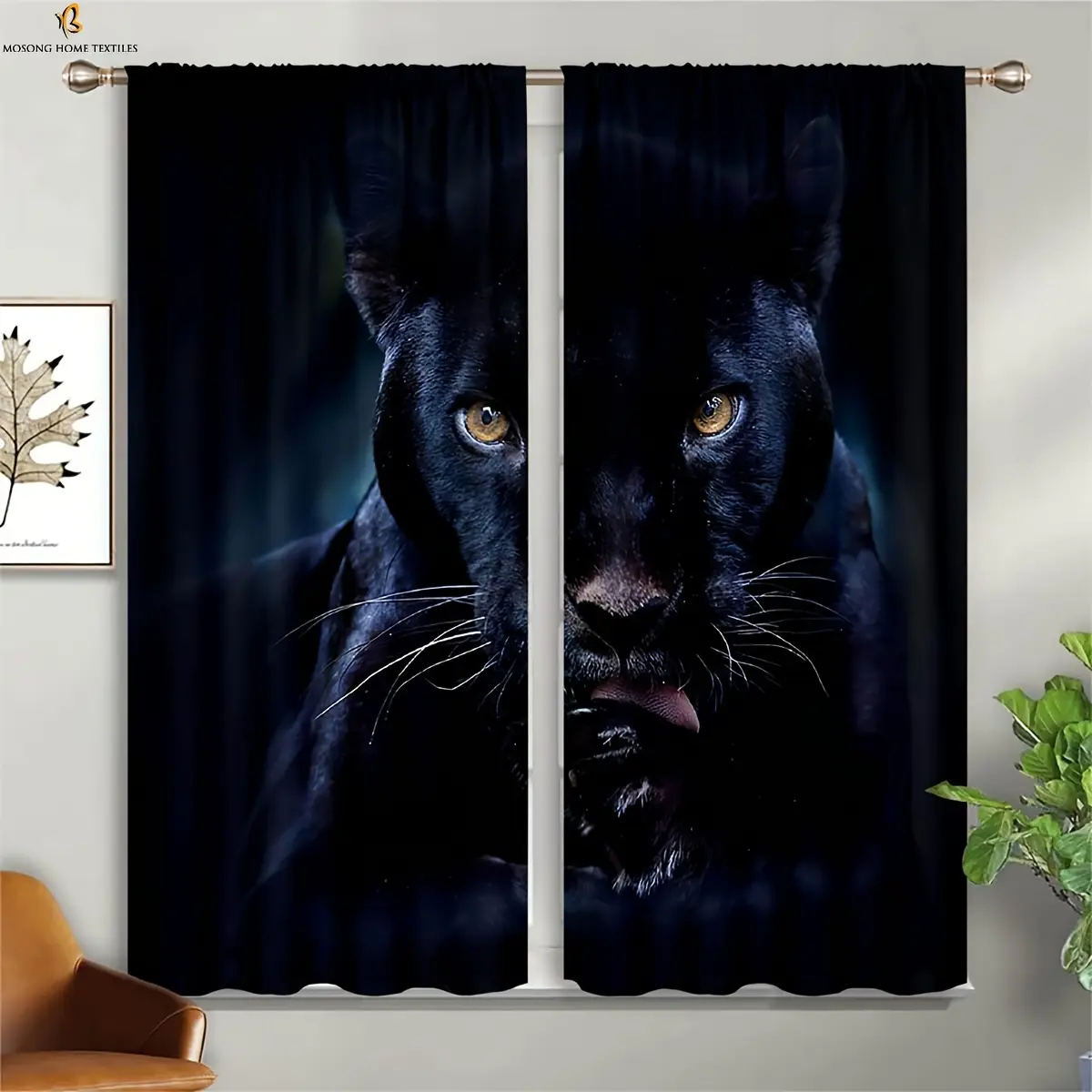 Two Pieces Peach Skin Velvet Semi-Sheer Blackout Curtains, Cartoon, Landscape, Botanical, Animal And Other Styles, Machine Washable, Rod Pocket Design, Can Be Used in Home, Office, Dining Room, Window, Kitchen, Bathroom, Bathroom, Bedroom And Other Areas.