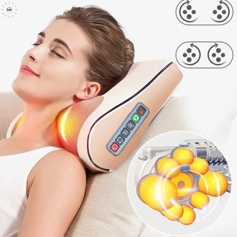 GỐI MASSAGE CỔ VAI GÁY. BI XOAY CHƯỜM NHIỆT 6