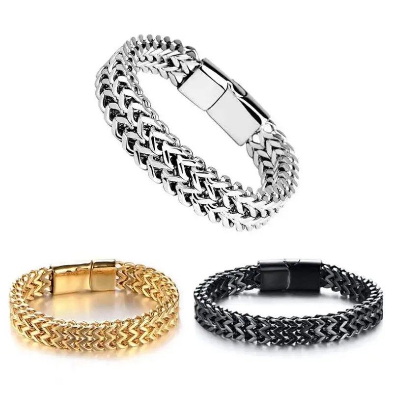 Hip-hop stainless steel men's bracelet simple domineering punk bracelet Gold Plated Wrist Chain Waterproof Anti Tarnish