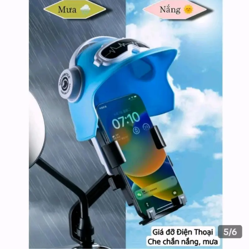Giá Đỡ Điện Thoại Kẹp Trên Xe Máy Có Ô Che Mưa Phụ Kiện 4