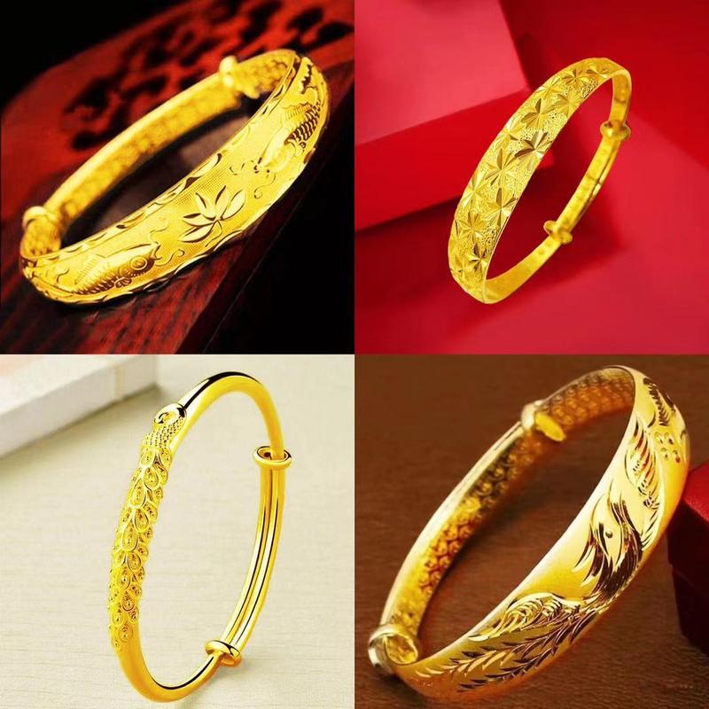Vòng Tay Mạ Vàng, Thiết Kế Hình Rồng Và Phượng, Phong Cách Tốt Lành Và Đầy Sao, Tượng Hình Tượng Vòm, Vòng Tay Giàu Có, Hình Tròn Và Mịn, Kiểu Đẩy Phụ Kiện Nam Hoa Nữ Voi Móc Khoá Giày Móc Khóa Women 0