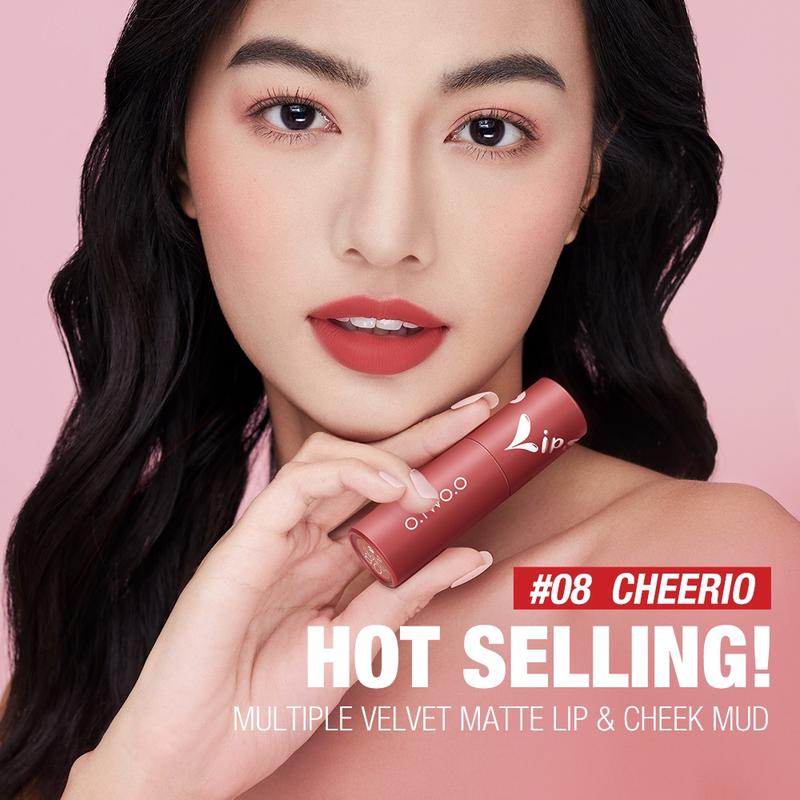 O.TWO.O Velvet Matte Liptint Lip & Cheek Mud Lip Gloss Lipstick Bibir Lipstik 2
