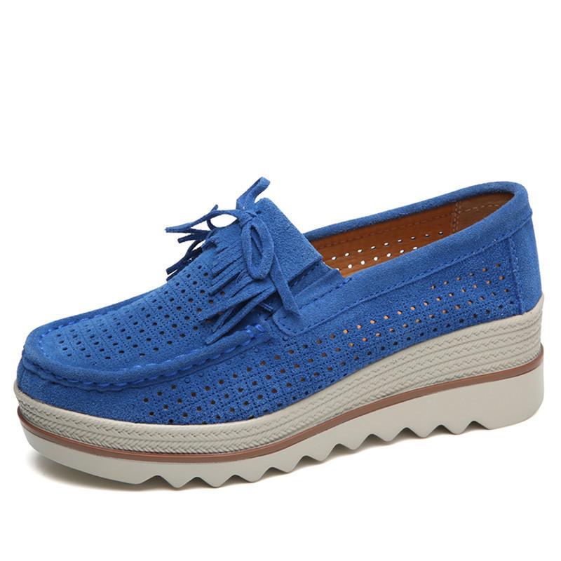 Product Introduction of Women Shoes New Spring Platform Flats Sneakers Women Suede Leather Women Casual Shoes Slip On Flats Heels Creepers Moccasins 9