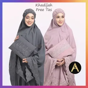 Arbifa | Mukena Siti Khadijah Tas Bordir Katun Khodijah Pasteleena ukuran Jumbo adem