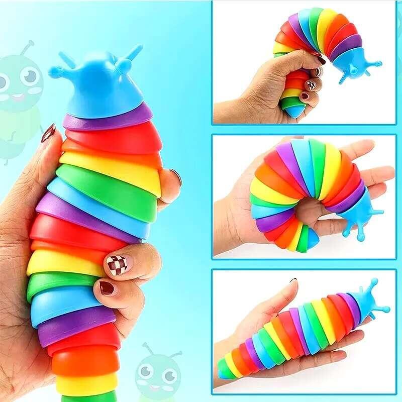 3D Fidget Colorful Slug Snail Toy Articulated Flexible All Ages ...