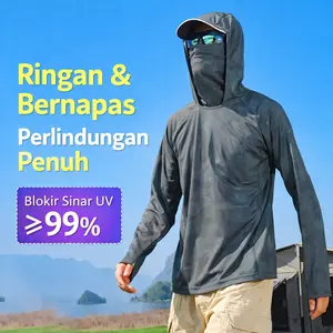 Baju Pelindung Matahari Pria Anti UV Bahan Ice Silk Adem dengan Pelindung Wajah Cocok untuk Memancing Aktivitas Outdoor Ringan Bernapas Blokir Sinar UV 99%