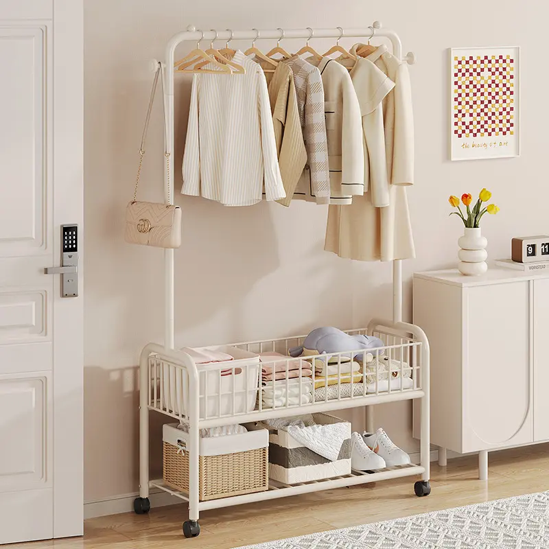 Wheel drying rack, clothes hanger, hat rack, landlord bedroom, simple household room, bedside clothes storage rack