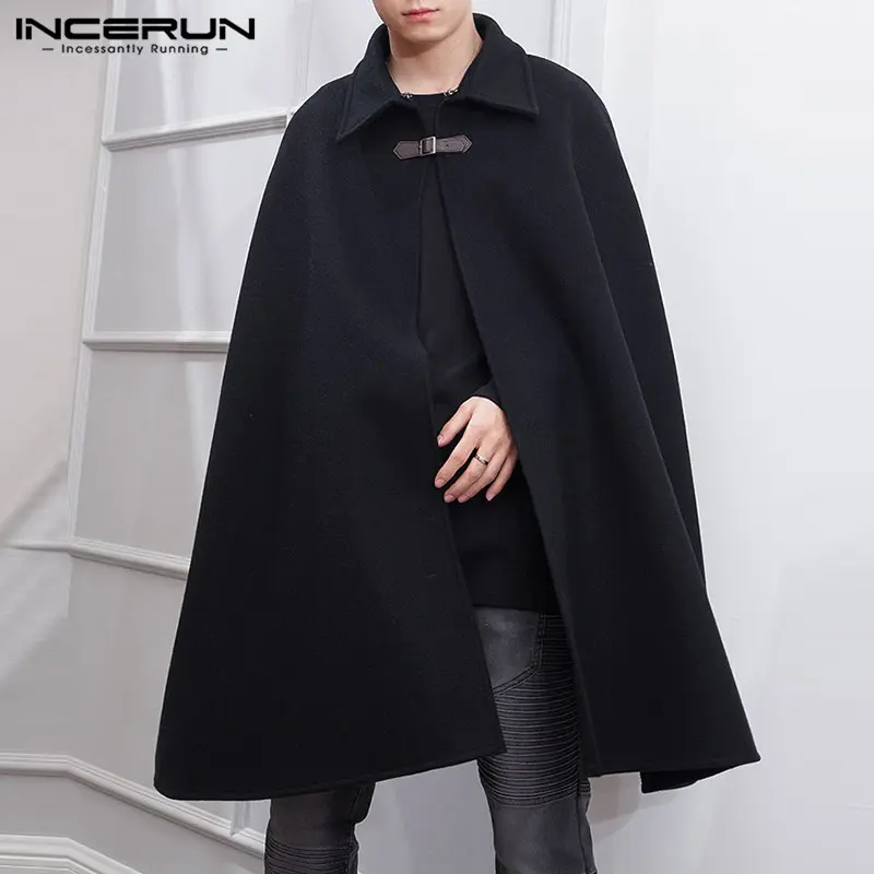 INCERUN Mens Gothic Shawl Poncho Coat Cloak Loose Hippy Jumper Jackets Coat Outwear Tops (Western Style)