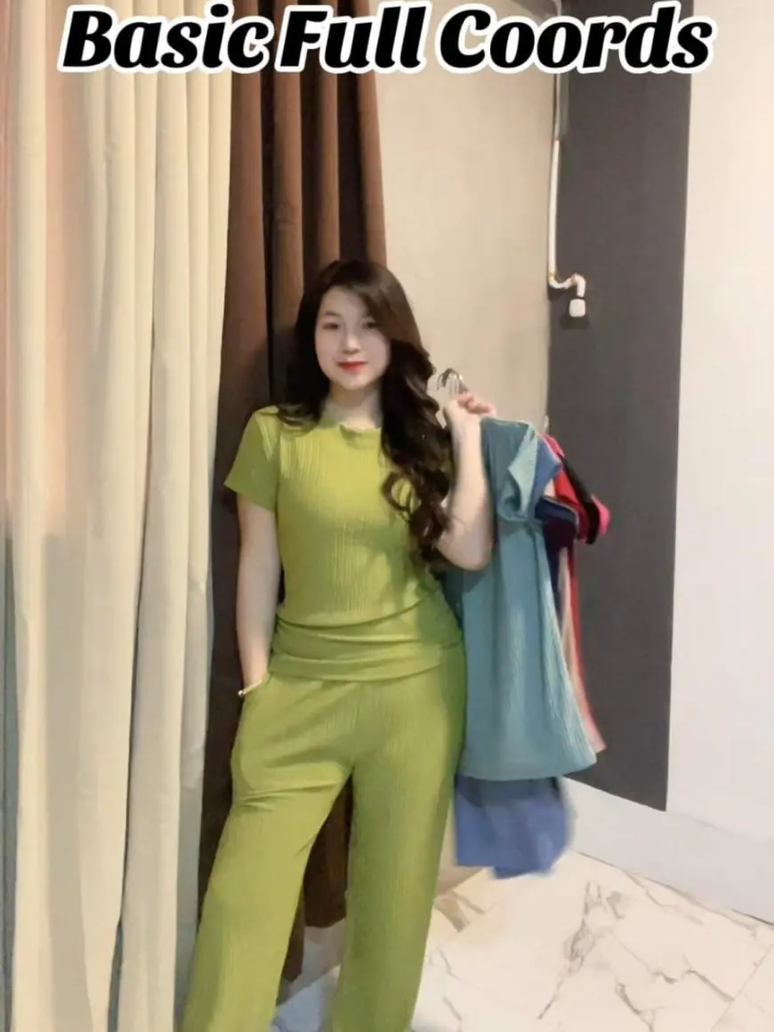 0203 BDS Casual Round Neck Coordinates Pants (small to large) Plain Short Sleeves Clothing Comfort