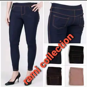 CELANA LEGGING  DENIM WANITA Dewasa Jeans Nyaman Panjang Polos daily ❤ hitam Cewek