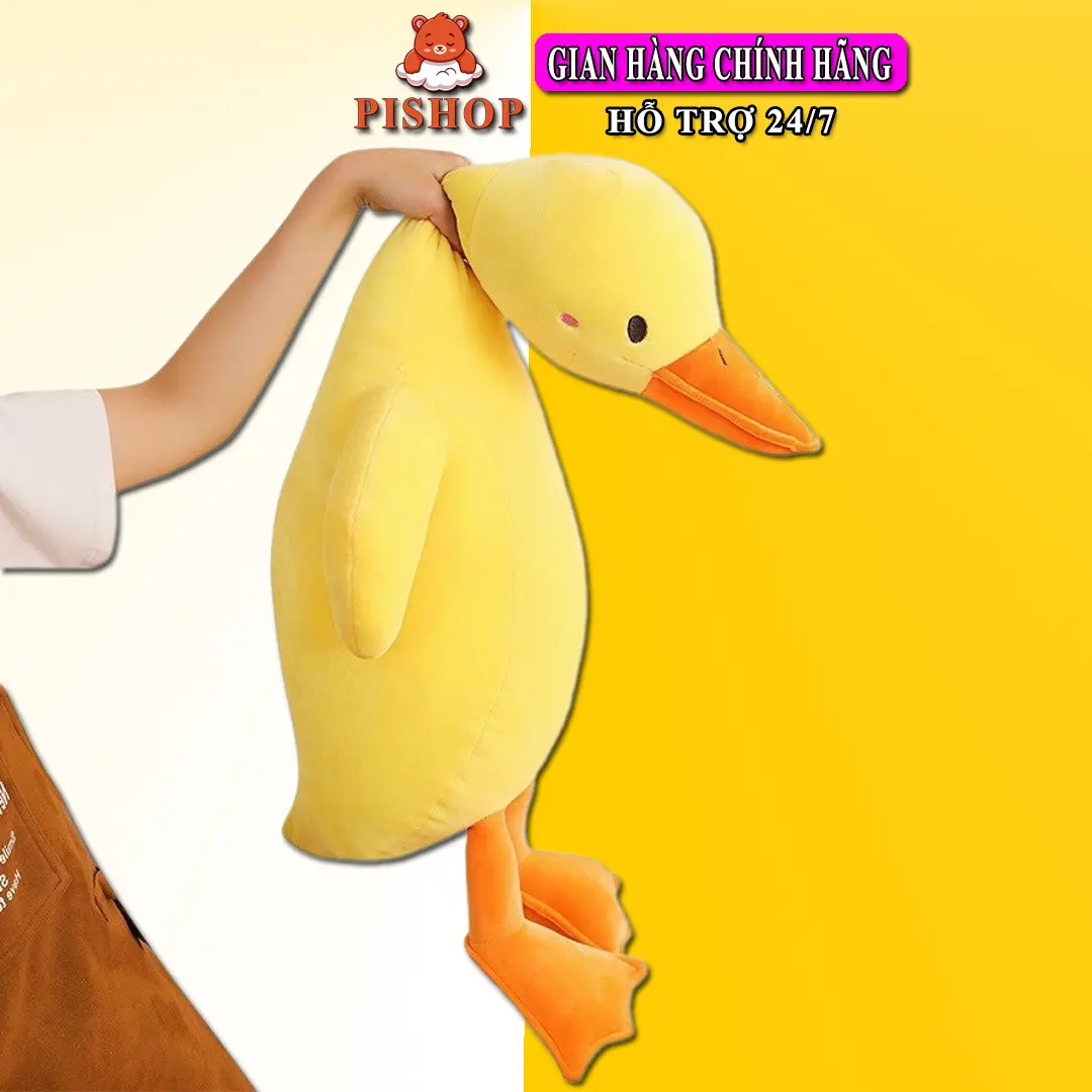 Gabotabo - Gấu Bông Vịt Vàng Size 60cm - Ngỗng Vàng Sầu Muộn Mềm Mịn Cao Cấp, Quà Tặng Cho Bé Yêu Và Người Thương, Thú Nhồi Bông Không Phát Nhạc Toy Đồ Chơi Voi Con Vịt Lông Vàng