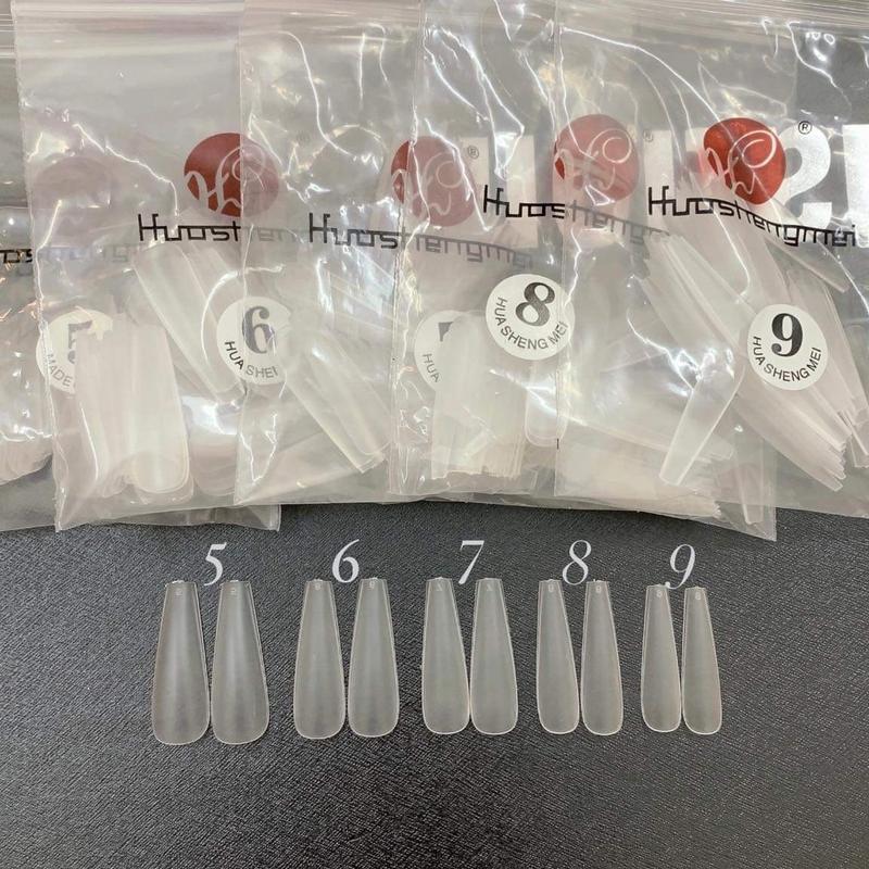 Móng úp Lẻ Size 5-6-7-8-9 Phom Thang màu trong nhám sẵn, túi 50 móng chuẩn phom móng HSM