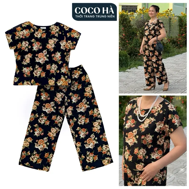 Đồ bộ trung niên chất liệu linen cao cấp | Thời trang cho bà, cho mẹ - Kiểu dáng thoải mái, mát mẻ - Phù hợp mặc ở nhà, đi dạo, đi chơi | Đầy đủ size đến 120kg