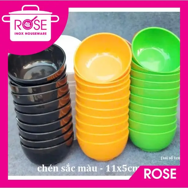 Chén nhựa BKP 11CM nhiều màu - Combo 10 Chén tròn nhựa ăn cơm tiện lợi 11X5CM