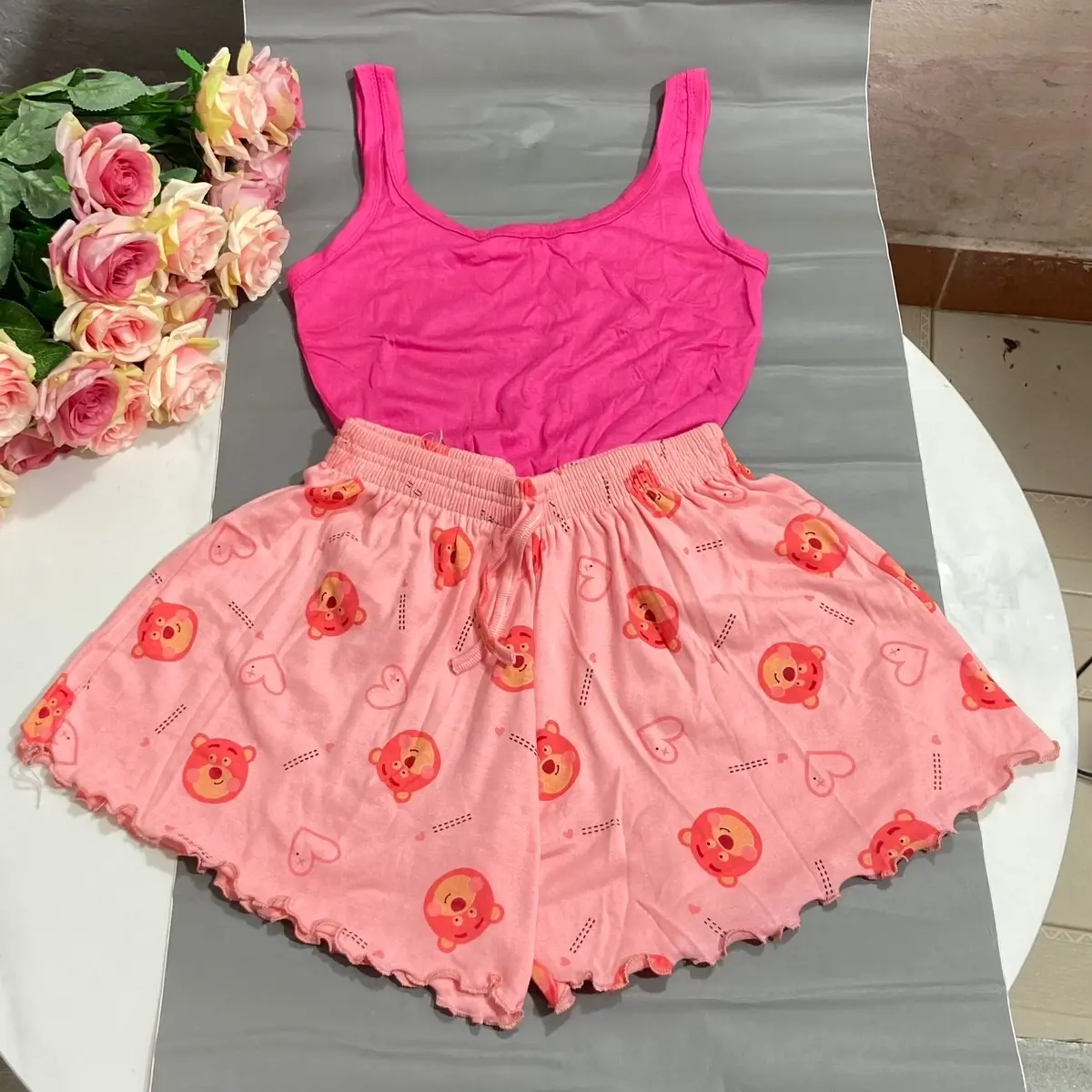 Bộ mặc nhà thun COTTON dây to nhiều màu bộ ngủ Áo Quần Nữ ngủ Nhung Women Top Quần Ngủ | BigBuy360 - bigbuy360.vn