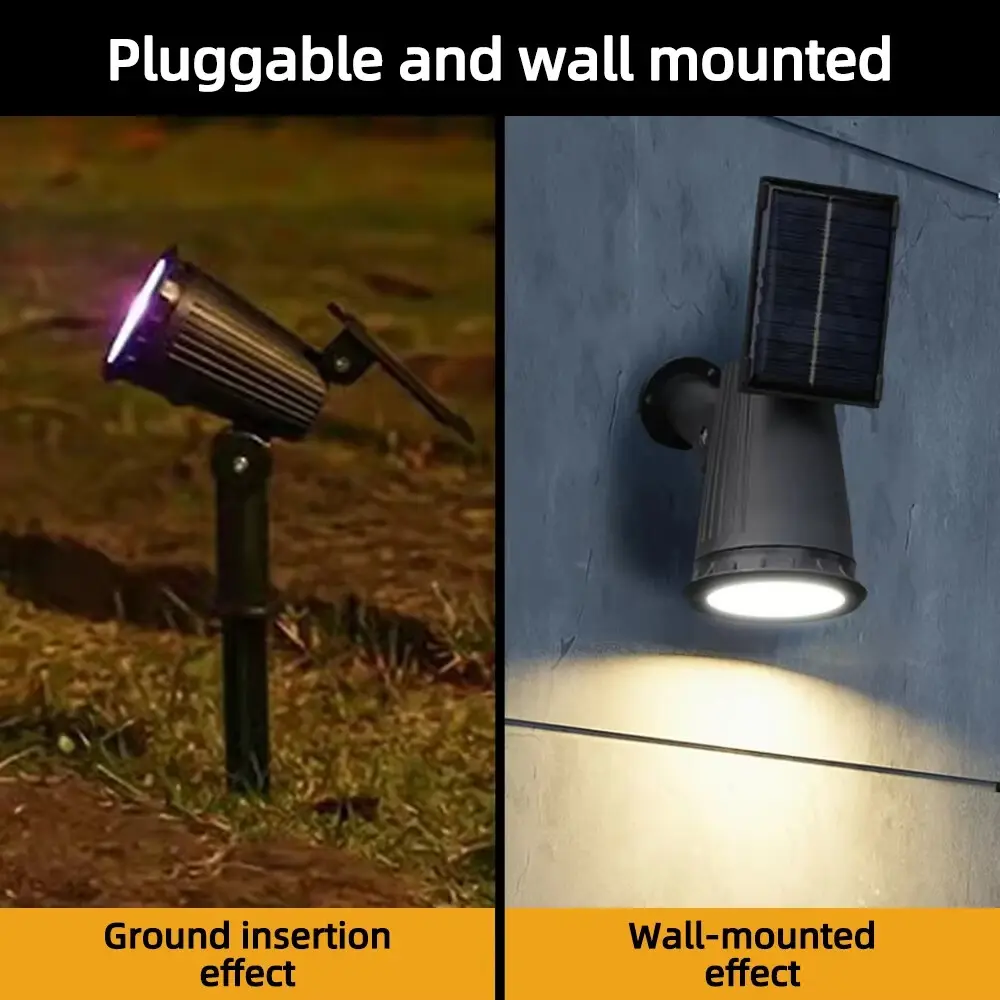 LED Solar Spot Lights Outdoor RGB Solar Landscape Lights IP65 Waterproof Brightness Adjustable for Garden Yard