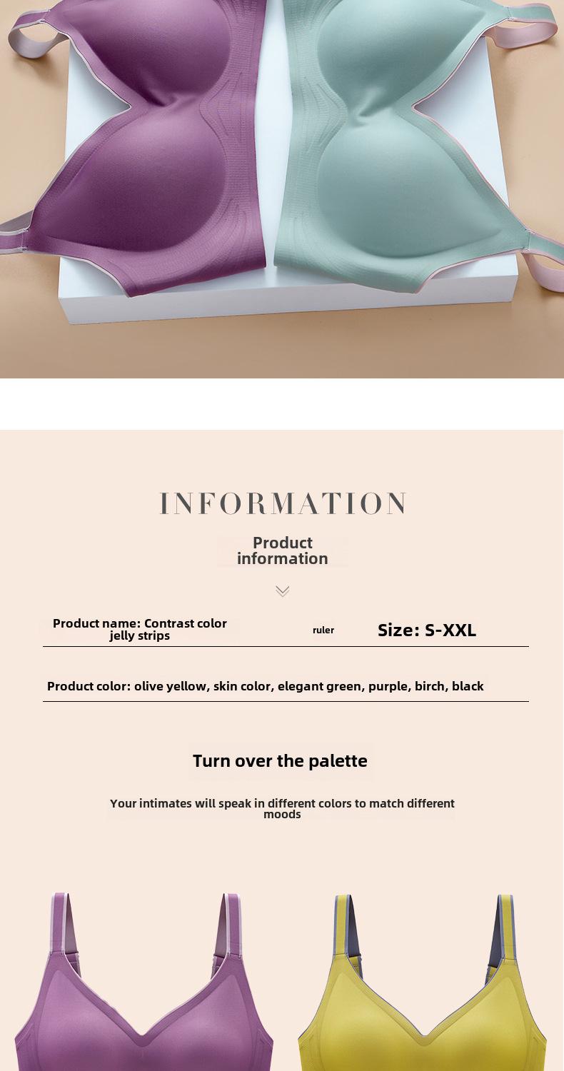 Product Introduction of Color Block Gradient Seamless Bra for Women Small Chest Push-Up Latex Adjustable Wireless Sports Bra skims  bra 15