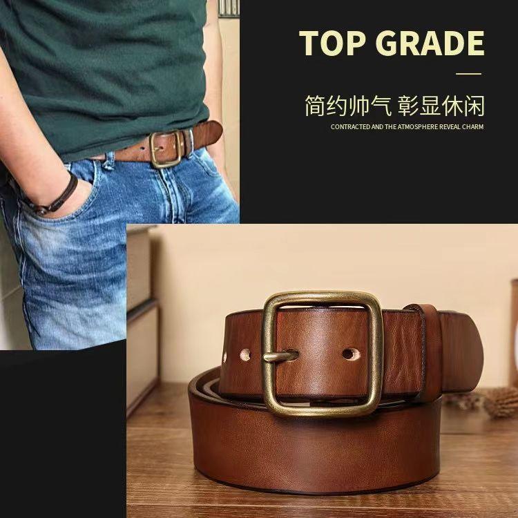 Product Introduction of Thắt Lưng Da, Dành Cho Nam Giới, Bền, Được Làm Bằng Da Thật, Phong Cách Cổ Điển Mỹ, Được Làm Bằng Da Bò Lớp Một, Thắt Lưng Thủ Công, Thường Ngày Và Dễ Phối Đồ Thích Hợp Cho Quần Dài 3