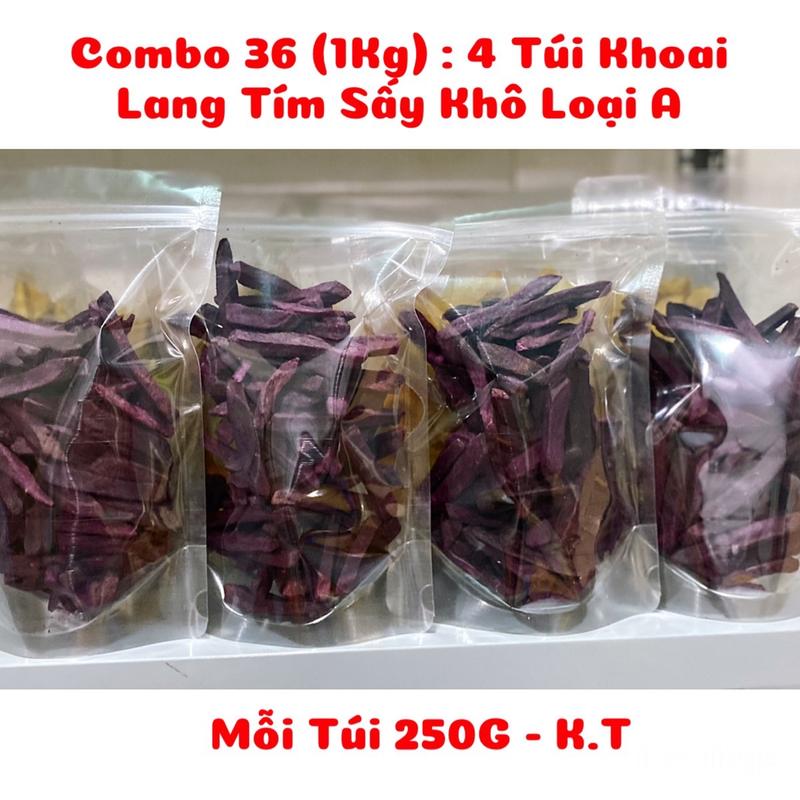 Combo 36 (1Kg) : 4 Túi Khoai Lang Tím Sấy Khô Loại Nguyên A - Hàng mới thơm giòn đóng gói bằng túi zipper trong mỗi túi 250g