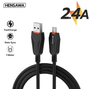 Hensawa สายชาร์จเร็ว 2.4A USB to Type-C วัสดุ PVC สีดำ 1 เมตร ชาร์จไว 1m รุ่น US5093 Fast Charge Cable & Sync