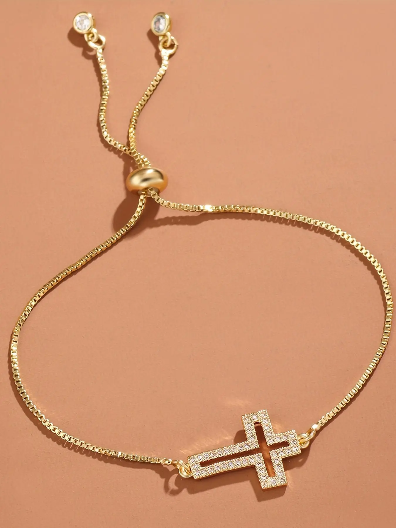Rhinestone Cross Charm Bracelet, Fashionable Matching Bracelet Jewelry for Women & Men for Party, Daily Clothing Decor, Girlfriend Gifts