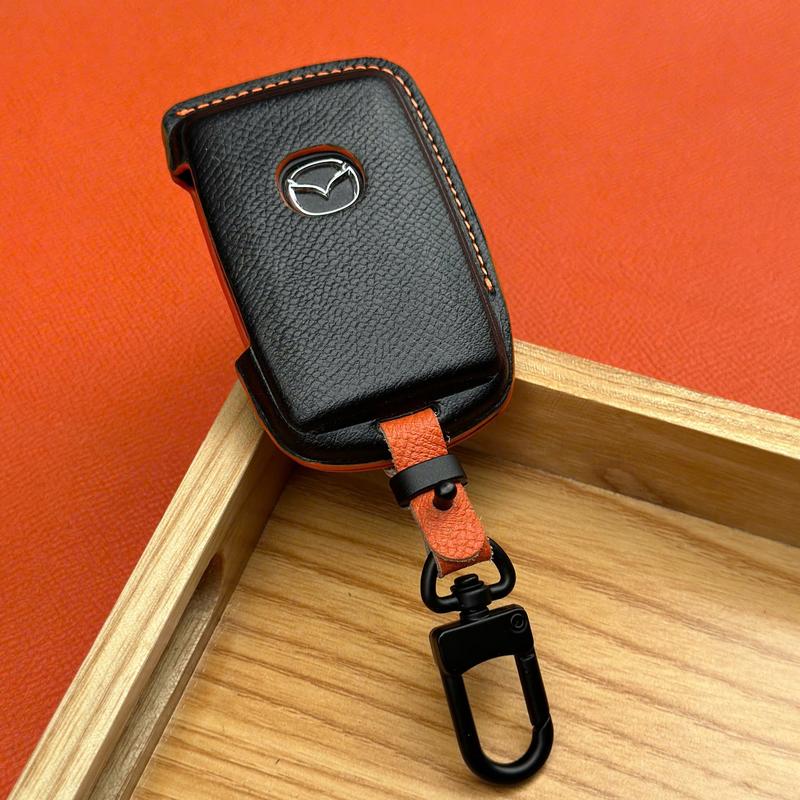 Móc Khóa Chìa khoá Mazda Đời Mới (Loại Chìa Vuông) - Sản Xuất Bằng Da Thật Epsom, Phù Hợp Với Dòng Xe Mazda CX5, CX8, CX30, Mazda 2, Mazda 3, Mazda 6, Mazda CX3 ...